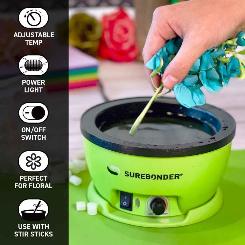 Surebonder 803 Electric Hot Glue Skillet, Adjustable Temperature 225-400Â°F, 5.25-Inch Diameter, 1-Inch Depth, Dip Crafts Directly Into Pot of Hot Glue, Green and Black - Image 3